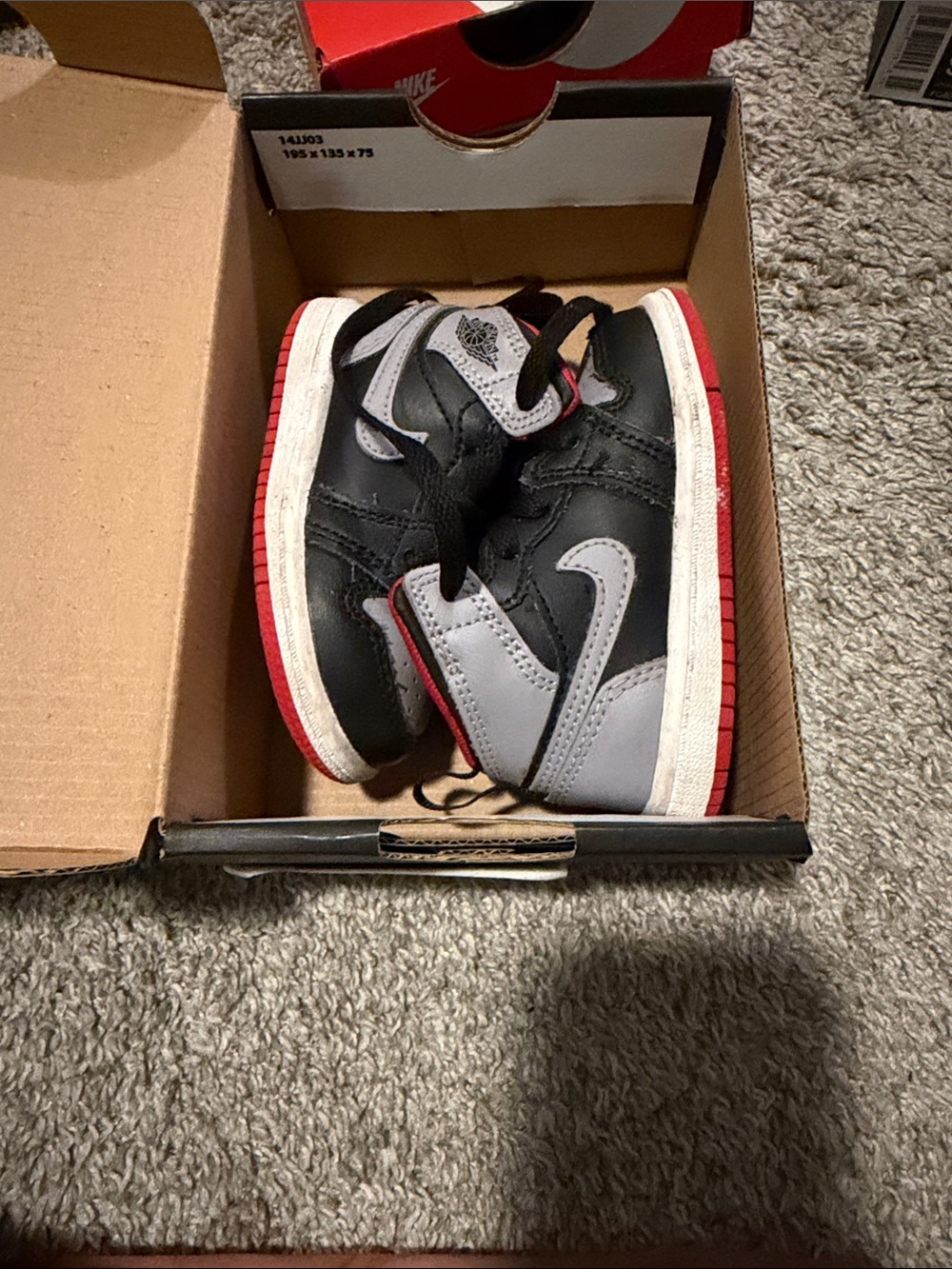 Nike Kids Black/Grey/Red Mid Dunk Low Sneakers